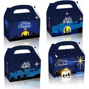 12 Pieces Christmas Nativity Treat Boxes Xmas Party Paper Gift Boxes Religious Christmas Goodies Boxes for Nativity Holiday Party Supplies