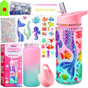 Decorate Your Own Water Bottle Kits for Girls - 4 5 6 7 8 Year Old Girl Gifts 4 5 6 7 8 9 Year Old Girl Birthday Gifts Diy Arts and Crafts for Kids Ages 6-8 Girls Mermaid Toys Gifts for Girls 4-12