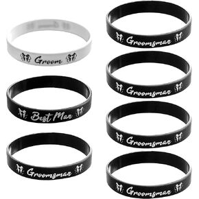 LADY&HOME Bachelor Party Bracelets,7 Pcs Silicone Groomsmen Wristbands Groomsman Gifts for Wedding,Groomsmen Proposal