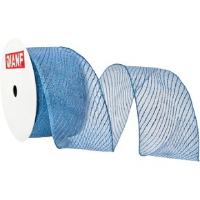 Champagne Organza Sheer Ribbon with Glitter Stripes and Metallic Edge, 2.5 Inch x 10 Yards Organza Wired Ribbon Christmas Ribbon for Tree Decoration Gift Wrapping Wreaths Bows Making in Kuwait