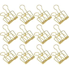12 Pcs Gold Wire Binder Clips 2 inch Large Hollow Out Long Tail Binder Clips Clamps 51mm for Paperwork, Sewing Crafts, Teacher, Office School Supplies, Food Packages