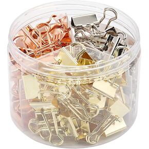 Binder Clips Paper Clamps Paper Clips, 0.75inch (19mm), 3 Colored Set, 72 Pcs Small Size Office Clips for Home School and Business