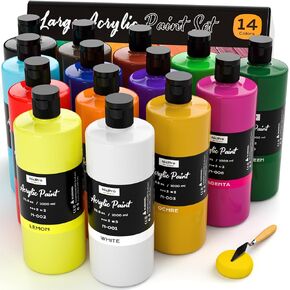 Nicpro Acrylic Paint Set 24 Colors 2oz with 12 Brushes & Palette in Saudi Arabia