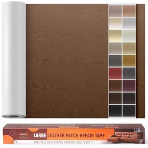 Leather Repair Patch Tape, 23.6"x 118" Self Adhesive Leather Repair Tape for Furniture, Leather Repair Kit for Car Seat, Couch, Sofa, Chair, Boat Seat - Khaki