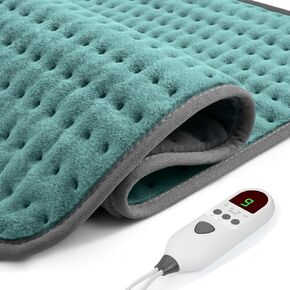 Heating Pad for Back Pain & Period Cramps Relief, 9 Heat Settings Electric Heating Pad for Knee, Neck & Shoulder, Auto Shut Off, Soft Machine Wash Fabric, Gifts for Mom, Women, Dad, 12'‘×24’, Gray
