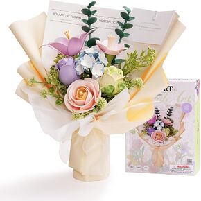 RoWood Flowers Bouquet Building Set,Botanical Collection Building Block Toy,165Pcs,Assembly Time 6H,Home Decoration,Valentine's, Birthday, for Adults&Teens