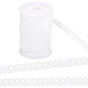 GORGECRAFT 27 Yards Picot Elastic Lace Trim 0.47"(12mm) White Stretch Edge Lingerie Edging Trimming Webbing Crocheted Lace Cord Ribbon for DIY Sewing Crafts Garment Gift Wrapping Wedding Home Decor