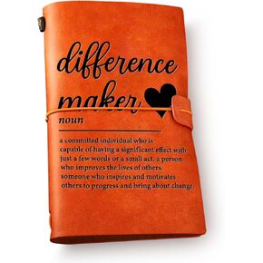 NGAEAK Difference Maker Leather Journal Notebook Thank You Gift for Coworker Teacher Boss Mom Mentor, Difference Maker Engraved Leather Travel Journal Embossed Writing Journal Gift