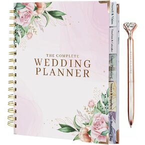 Wedding Planning Book and Organizer- 9" x 11" Wedding Binder Step-By-Step Guide - Labeled Tabs - Elegant Light Pink Cover Bride Book - Includes Pen - Wedding Planner for Bride Gifts for Wedding Day