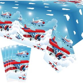 4 Pack Airplane Party Tablecloth - Airplane Table Cover Decoration Airplane Tablecover for Plane Theme Party Baby Shower Supplies Birthday Party Decorations (51 x 86 Inches)