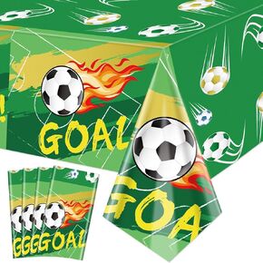 4Pcs Soccer Tablecloths, Soccer Party Disposable Table Cover, Rectangular Table Decoration for Kids Soccer Theme Fan Sports Event Game Day Soccer Birthday Party Supplies, 51 x 86.6 Inch