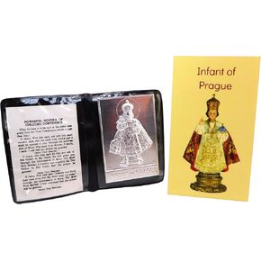 Westmon Works Infant of Prague Catholic Prayer Folder Set with Embossed Italian Metal Baby Jesus Image