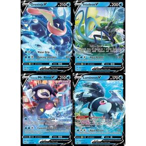 Pokemon V - 4 Card Lot - Water Types - Greninja V 073/264 - Inteleon V 049/193