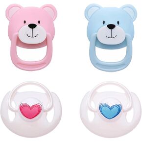Magnetic Pacifier Set 4 Pieces for Reborn Baby Doll Pink Blue Style Feeding Toy Accessories Set for Kids Gift