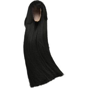 Pwshymi 1/6 Ball Jointed Doll Wig for 15.5 to 17cm Doll Black Cuttable Long Straight Hair with Bangs Doll Replacement Wig Doll Making Supplies Materiales artesanales