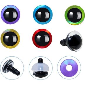 40Pcs 3D Glitter Safety Eyes and Washers for Amigurumi Crochet - Thalinfayi 25mm 5Colors Laser Safety Eyes Crochet Amigurumi Eyes for Amigurumi, Crafts, Crochet Doll DIY Making Supplies