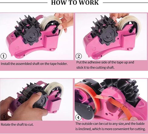 Pink Heat Tape Dispenser Sublimation - Multiple Roll Cut Heat Tape Dispenser 1" & 3" Core Double Reel Cores Sublimation for Heat Transfer Tape, Semi-Automatic Tape Dispenser with Compartment Slots in Saudi Arabia