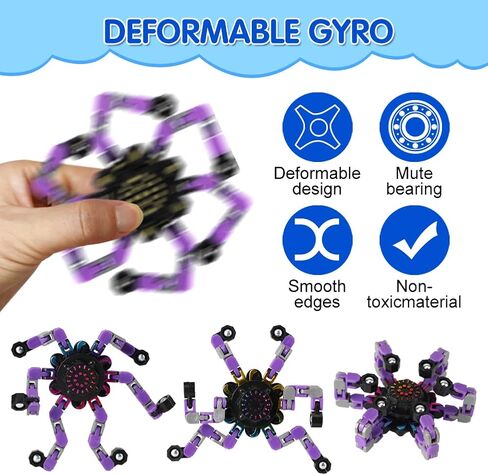 4 Pack Transformable Fidget Spinner Fidget Toys Set, Fidget Spinner Transformable,Sensory Fidget Toys Stress Relief and Anti Anxiety Toys for Kids and Adults Gift for Christmas Birthday Party Favor in Kuwait