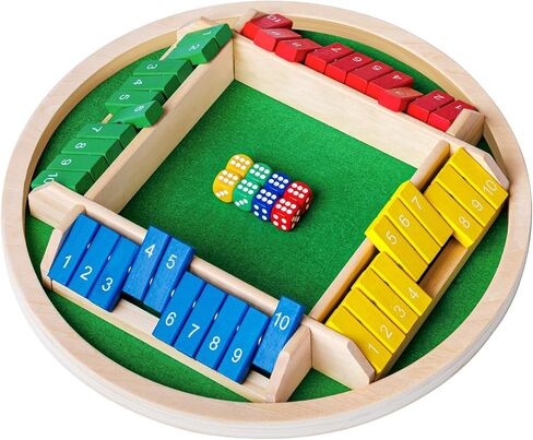 Shut The Box Dice Game,2-4 Player Family Wooden Board Table Math Games, 8 Dices Classics Tabletop Version Games for Classroom,Home,Party or Pub in Saudi Arabia