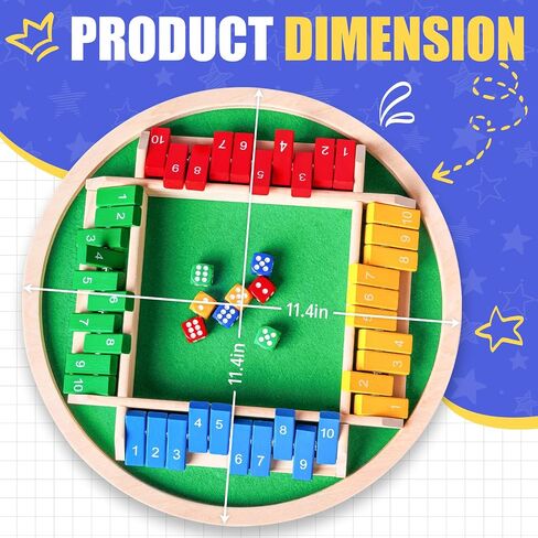 Shut The Box Dice Game,2-4 Player Family Wooden Board Table Math Games, 8 Dices Classics Tabletop Version Games for Classroom,Home,Party or Pub in Saudi Arabia