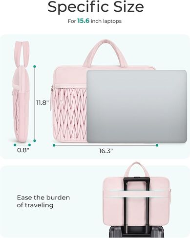 BAGSMART 15.6-16 Inch Laptop Case, Padded Laptop Bag Sleeve for MacBook Pro, Shockproof MacBook Case Laptop Cover Compatible for Dell HP Lenovo Asus Acer, Pink in Saudi Arabia