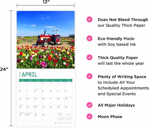 2025 Vintage Tractors Monthly Wall Calendar by Bright Day, 12 x 12 Inch Antique Farm Machinery in Saudi Arabia