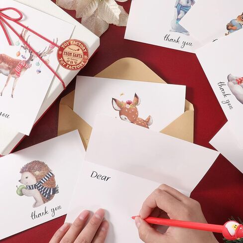 24 Pieces Winter Animals Thank You Note Cards with 24 Envelopes, Holiday Cards for Winter Theme Party Decorations Thanksgiving Christmas Party Supplies, 4 x 6 Inch 8 Designs in Saudi Arabia