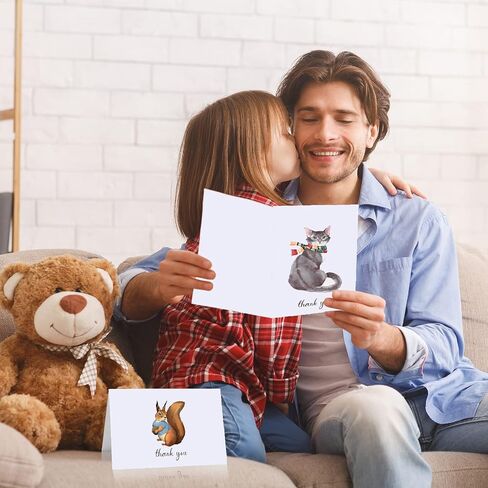 24 Pieces Winter Animals Thank You Note Cards with 24 Envelopes, Holiday Cards for Winter Theme Party Decorations Thanksgiving Christmas Party Supplies, 4 x 6 Inch 8 Designs in Saudi Arabia