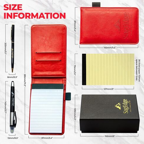 PU Leather Mini Pocket Notepad Holder Set in Gift Box, Inside Pocket Notebook with 30 Lined Memo Sheets White, 7 Book Refills (3 White and 4 Yellow), 2 Pens Elegant and Multifunction (Blue) in Saudi Arabia