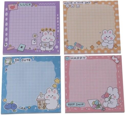 ملاحظات لاصقة على شكل أرنب لطيف، مجموعة ملاحظات لاصقة ذاتية اللصق على شكل رسوم متحركة، مقاس 3.0 × 3.0 بوصات، وسادات مذكرة كاواي، للمنزل المكتبي، 50 ورقة in Kuwait