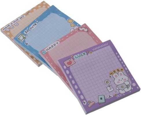 ملاحظات لاصقة على شكل أرنب لطيف، مجموعة ملاحظات لاصقة ذاتية اللصق على شكل رسوم متحركة، مقاس 3.0 × 3.0 بوصات، وسادات مذكرة كاواي، للمنزل المكتبي، 50 ورقة in Kuwait