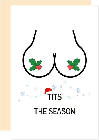 Naughty Tits Christmas Card, Sexy Merry Christmas Card for Friend BF, Funny Winter Season Xmas Card in Saudi Arabia