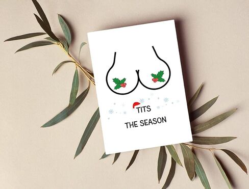 Naughty Tits Christmas Card, Sexy Merry Christmas Card for Friend BF, Funny Winter Season Xmas Card in Saudi Arabia