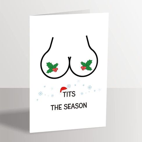 Naughty Tits Christmas Card, Sexy Merry Christmas Card for Friend BF, Funny Winter Season Xmas Card in Saudi Arabia