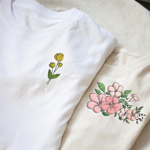 ORIGACH 4 Sheets 105 Pcs Water Soluble Embroidery Patterns Stabilizers - Pre-Printed Floral, Flowering Shrubs & Leaves Designs - Stick & Stitch Embroidery Paper for Hand Sewing Lovers in Kuwait