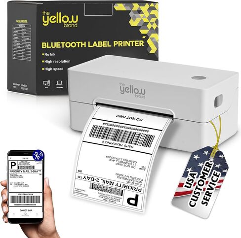 طابعة ملصقات، طابعة حرارية بلوتوث، طابعة ملصقات شحن 4x6، طابعة ملصقات حرارية لسطح المكتب أو الهاتف، متوافقة مع iPhone، Android، Windows، Mac، Chromebook، Amazon، Ebay، UPS.USPS in Kuwait