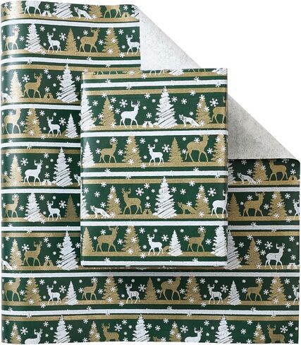 Pink Christmas Wrapping Paper Reversible Mini Roll 17 Inch X 33 Feet, Santa Claus and Christmas Tree Print Wrapping Paper for Kids Gift Wrapping, Christmas Family Party, Christmas Tree Decorations in Saudi Arabia
