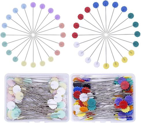 200Pcs Sewing Pins,Flat Head Steel Wire Straight Pins,Flower Head Sewing Pins for Fabric,2 inch Long Quilting Pins with Storage Box,for Sewing DIY Projects Dressmaker Jewelry Decor in Kuwait