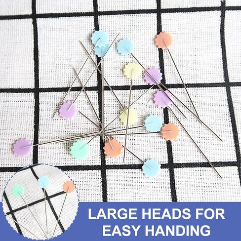 200Pcs Sewing Pins,Flat Head Steel Wire Straight Pins,Flower Head Sewing Pins for Fabric,2 inch Long Quilting Pins with Storage Box,for Sewing DIY Projects Dressmaker Jewelry Decor in Kuwait