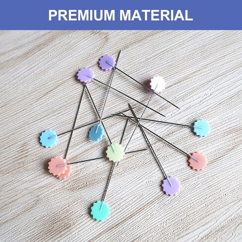 200Pcs Sewing Pins,Flat Head Steel Wire Straight Pins,Flower Head Sewing Pins for Fabric,2 inch Long Quilting Pins with Storage Box,for Sewing DIY Projects Dressmaker Jewelry Decor in Kuwait