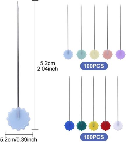 200Pcs Sewing Pins,Flat Head Steel Wire Straight Pins,Flower Head Sewing Pins for Fabric,2 inch Long Quilting Pins with Storage Box,for Sewing DIY Projects Dressmaker Jewelry Decor in Kuwait