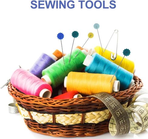 200Pcs Sewing Pins,Flat Head Steel Wire Straight Pins,Flower Head Sewing Pins for Fabric,2 inch Long Quilting Pins with Storage Box,for Sewing DIY Projects Dressmaker Jewelry Decor in Kuwait