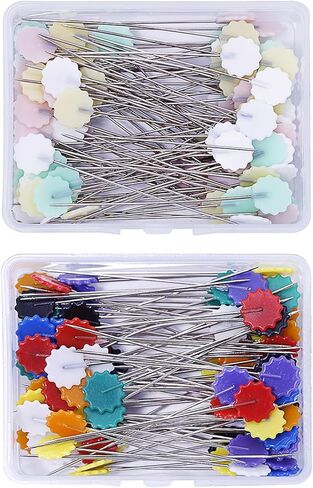 200Pcs Sewing Pins,Flat Head Steel Wire Straight Pins,Flower Head Sewing Pins for Fabric,2 inch Long Quilting Pins with Storage Box,for Sewing DIY Projects Dressmaker Jewelry Decor in Kuwait