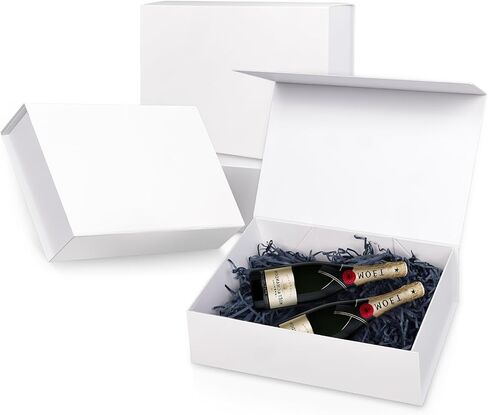 Anscher 3 Pack Magnetic Gift Boxes with Ribbon Large Size 12.5x8.5x4 Inch, Premium White Rigid Gift Boxes with Lids for Presents Bridal Proposal, Christmas, Baby Shower, Birthday and Graduation in Saudi Arabia