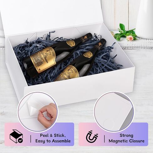 Anscher 3 Pack Magnetic Gift Boxes with Ribbon Large Size 12.5x8.5x4 Inch, Premium White Rigid Gift Boxes with Lids for Presents Bridal Proposal, Christmas, Baby Shower, Birthday and Graduation in Saudi Arabia