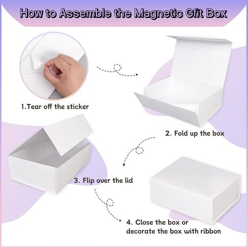 Anscher 3 Pack Magnetic Gift Boxes with Ribbon Large Size 12.5x8.5x4 Inch, Premium White Rigid Gift Boxes with Lids for Presents Bridal Proposal, Christmas, Baby Shower, Birthday and Graduation in Saudi Arabia