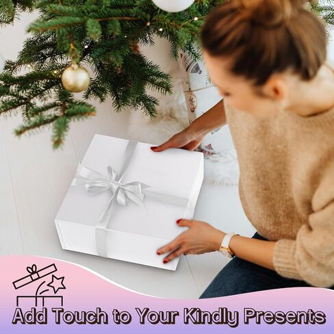 Anscher 3 Pack Magnetic Gift Boxes with Ribbon Large Size 12.5x8.5x4 Inch, Premium White Rigid Gift Boxes with Lids for Presents Bridal Proposal, Christmas, Baby Shower, Birthday and Graduation in Saudi Arabia
