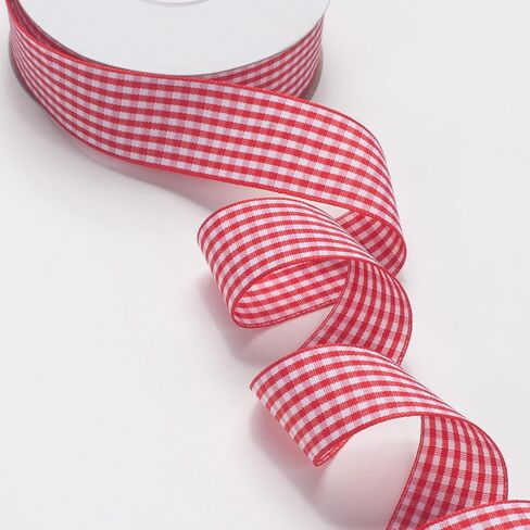 Gingham Ribbon Checkered Ribbon, Red and White Taffeta Plaid Ribbon 1 Inch x 25 Yards, Red Check Wide Ribbon for Gift Wrapping, Picnic, DIY Crafts, Wreath, Wedding, Home Decor in Saudi Arabia