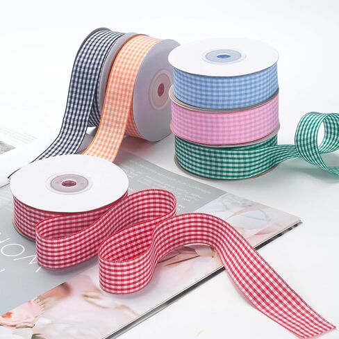 Gingham Ribbon Checkered Ribbon, Red and White Taffeta Plaid Ribbon 1 Inch x 25 Yards, Red Check Wide Ribbon for Gift Wrapping, Picnic, DIY Crafts, Wreath, Wedding, Home Decor in Saudi Arabia