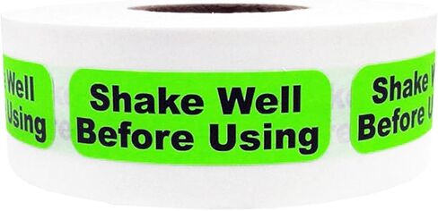 Fluorescent Green with Black Shake Well Before Using Medical Healthcare Stickers, 0.5 x 1.5 Inches in Size, 500 Labels on a Roll in Saudi Arabia